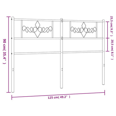 Metallinen sängynpääty musta 120 cm