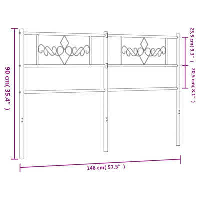 Metallinen sängynpääty musta 140 cm