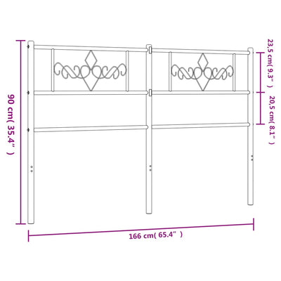 Metallinen sängynpääty musta 160 cm