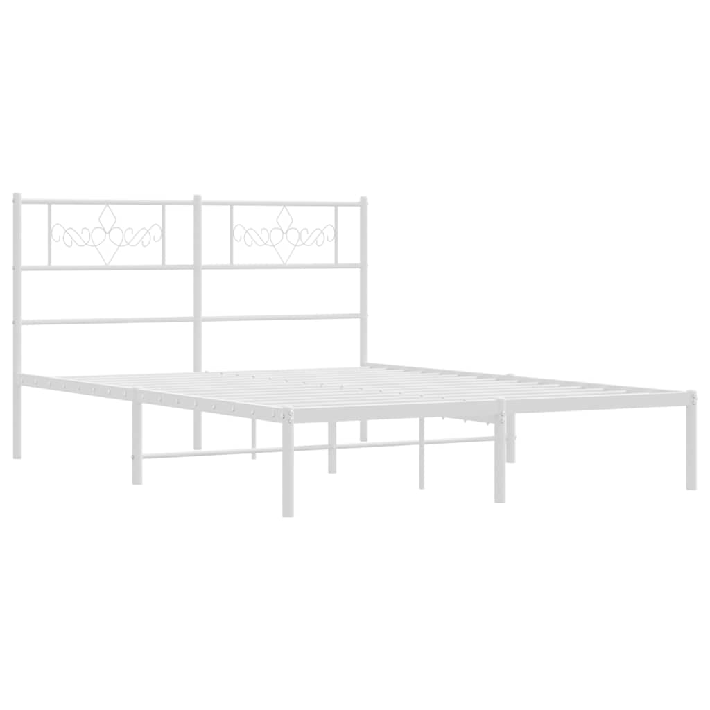 Valkoinen metallinen sängynrunko päädyllä Gorie 135x190cm