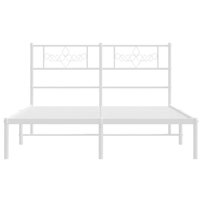 Valkoinen metallinen sängynrunko päädyllä Gorie 135x190cm