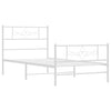 Valkoinen metallinen sängynrunko päädyillä Gorie 80x200cm