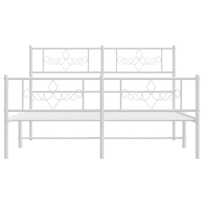 Valkoinen metallinen sängynrunko päädyillä Gorie 135x190cm