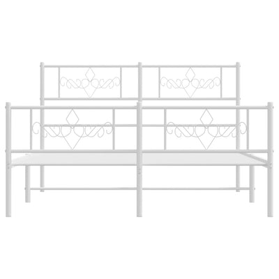 Valkoinen metallinen sängynrunko päädyillä Gorie 140x200cm