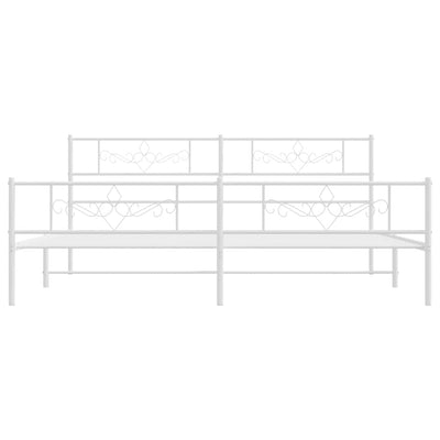 Valkoinen metallinen sängynrunko päädyillä Gorie 193x203cm