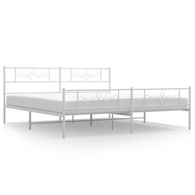 Valkoinen metallinen sängynrunko päädyillä Gorie 200x200cm