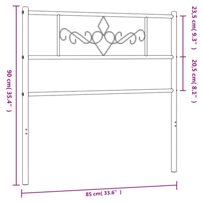 Metallinen sängynpääty valkoinen 80 cm