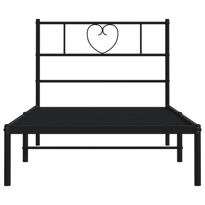 Musta metallinen sängynrunko päädyllä Orsina 90x200cm