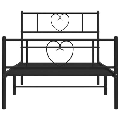 Musta metallinen sängynrunko päädyillä Orsina 80x200cm