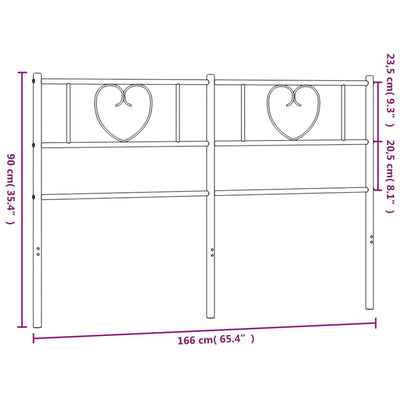Metallinen sängynpääty musta 160 cm