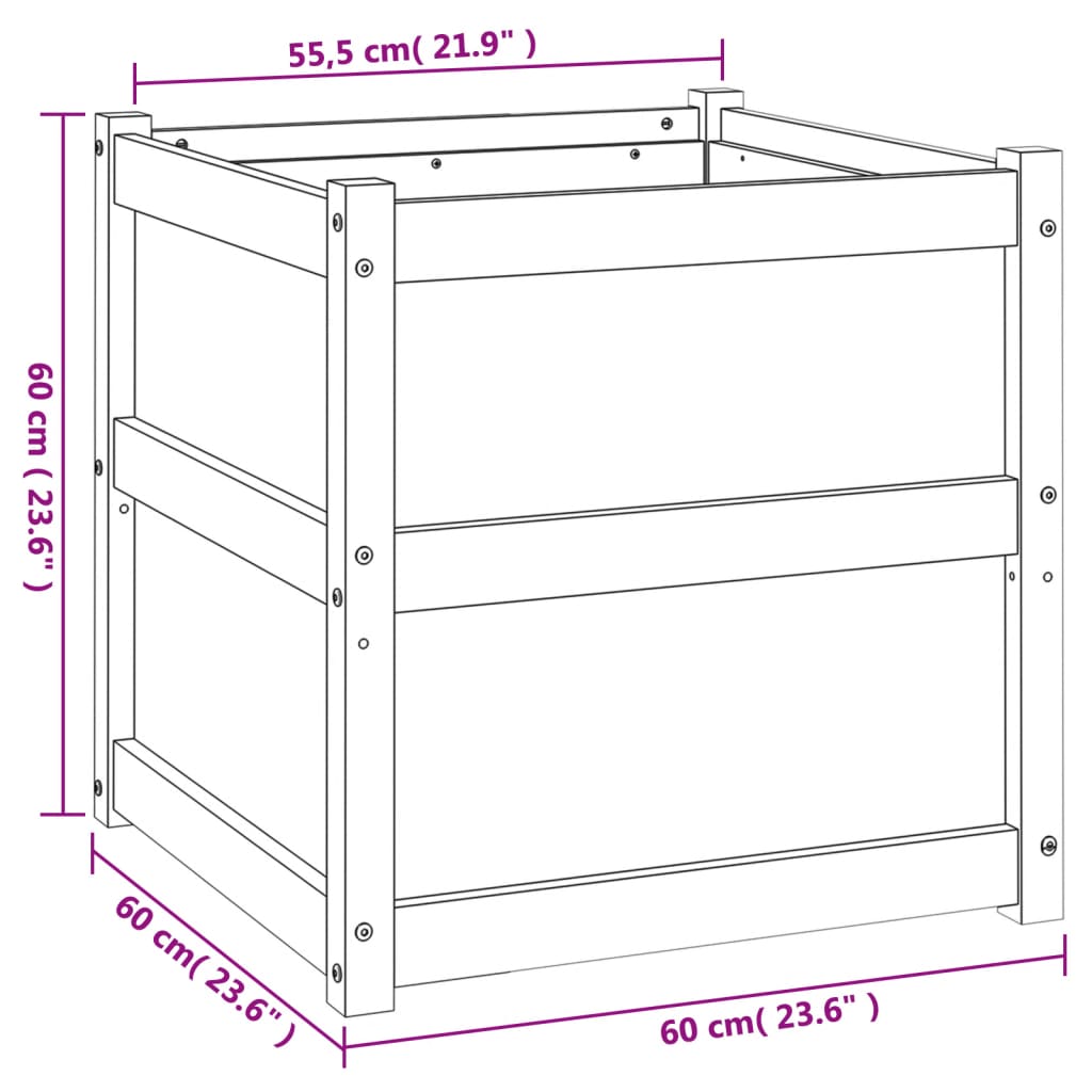 Puutarhan kukkalaatikko Zecrie 60x60x60cm (mänty)