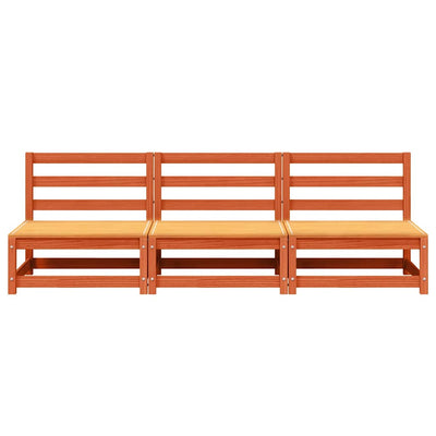 Vahanruskea käsinojaton puutarhansohva Bernedete (3 kpl mänty)