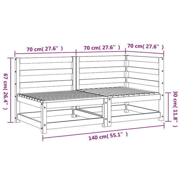 Valkoinen puutarhasohva Ioava (2-istuttava, mänty)