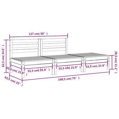Vahanruskea puutarhasohva Mach (3-istuttava, mänty)