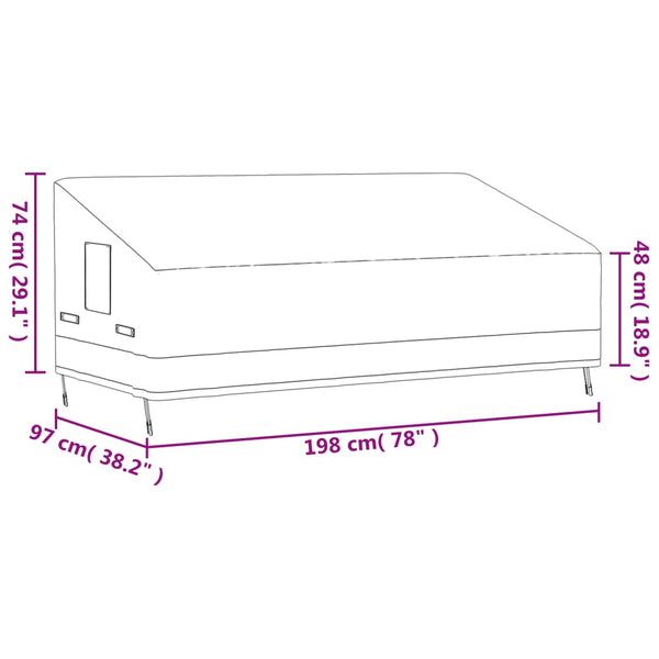 3-istuttava Penkinsuoja 2 kpl 198x97x48/74 cm 600D Oxford
