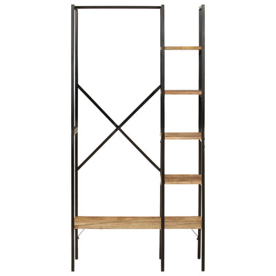 Naulakko hyllyillä 90x40x190 cm täysi mangopuu ja rauta