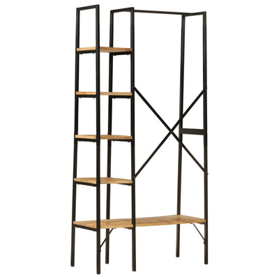 Naulakko hyllyillä 90x40x190 cm täysi mangopuu ja rauta