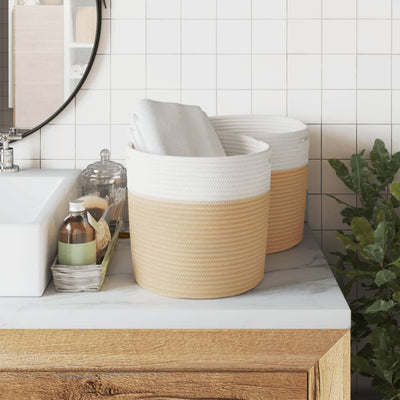 Beige ja valkoinen säilytyskorit Gamal Ø28x28cm (2 kpl puuvilla)