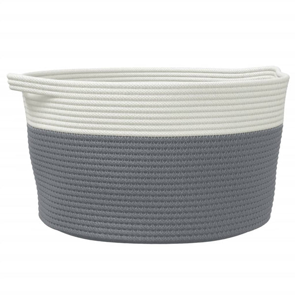 Säilytyskori harmaa ja valkoinen Ø40x25 cm puuvilla