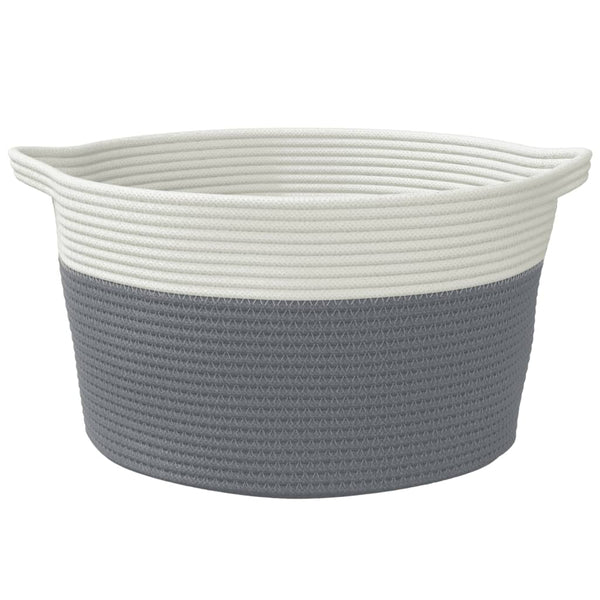 Säilytyskori harmaa ja valkoinen Ø40x25 cm puuvilla
