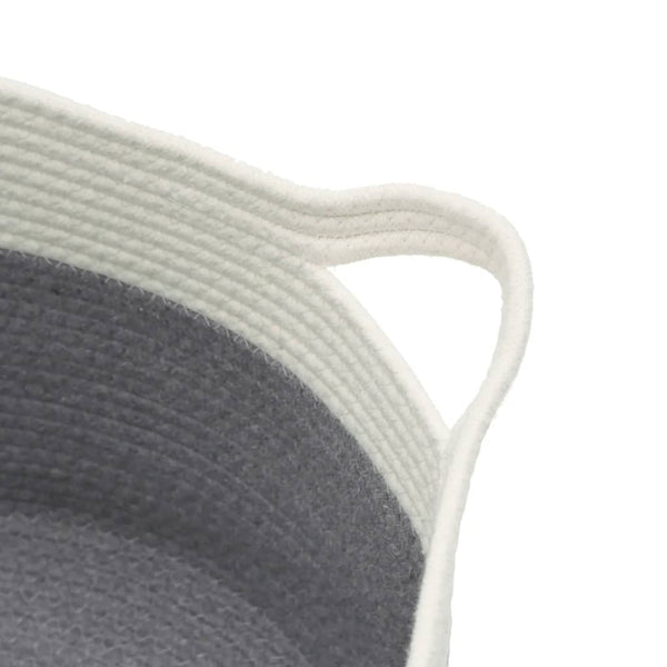 Säilytyskori harmaa ja valkoinen Ø40x25 cm puuvilla