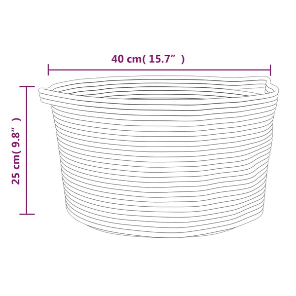Säilytyskori harmaa ja valkoinen Ø40x25 cm puuvilla