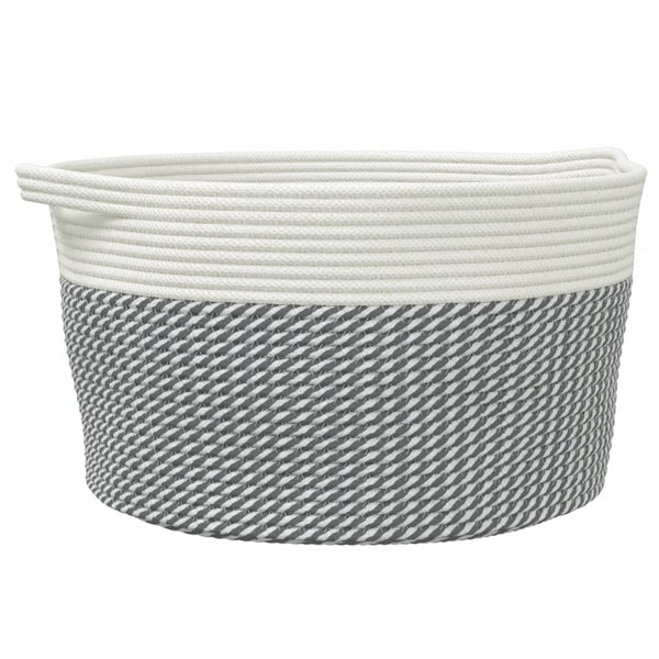 Säilytyskori harmaa ja valkoinen Ø40x25 cm puuvilla
