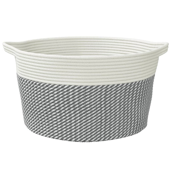 Säilytyskori harmaa ja valkoinen Ø40x25 cm puuvilla
