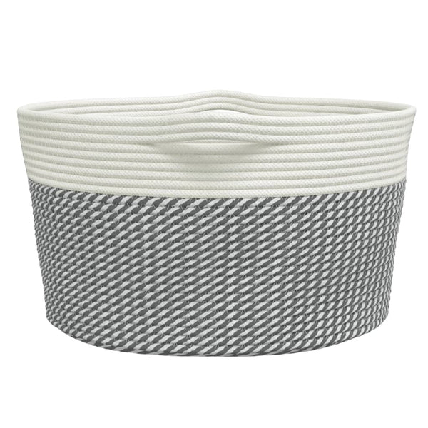 Säilytyskori harmaa ja valkoinen Ø40x25 cm puuvilla