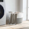 Harmaa ja valkoinen pyykkikori Sistems Ø55x36cm (puuvilla)