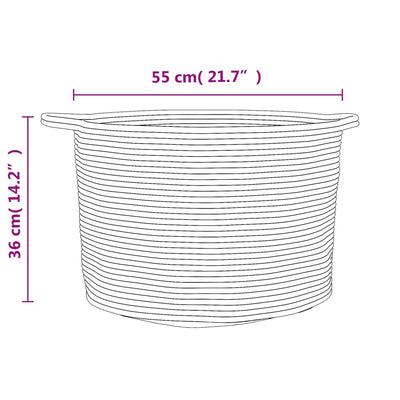 Pyykkikori harmaa ja valkoinen Ø55x36 cm puuvilla