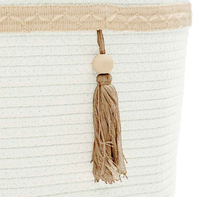 Valkoinen säilytyskori Islanda Ø38x36cm (puuvilla)