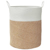 Ruskea ja valkoinen säilytyskori Jacqulyn Ø38x46cm (puuvilla)