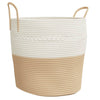 Säilytyskori beige ja valkoinen Ø43x38 cm puuvilla