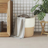 Säilytyskori beige ja valkoinen Ø43x38 cm puuvilla