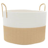 Säilytyskori beige ja valkoinen Ø51x33 cm puuvilla