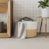 Säilytyskori beige ja valkoinen Ø51x33 cm puuvilla