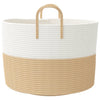 Säilytyskori beige ja valkoinen Ø51x33 cm puuvilla