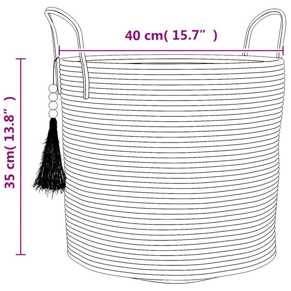 Säilytyskori ruskea ja valkoinen Ø40x35 cm puuvilla