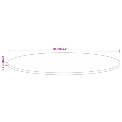 Pöytälevy Ø 80x1,5 cm pyöreä karkea täysi mangopuu