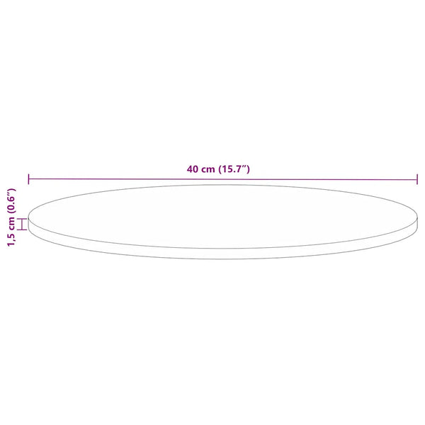 Pöytälevy Ø 40x1,5 cm pyöreä kierrätetty täyspuu