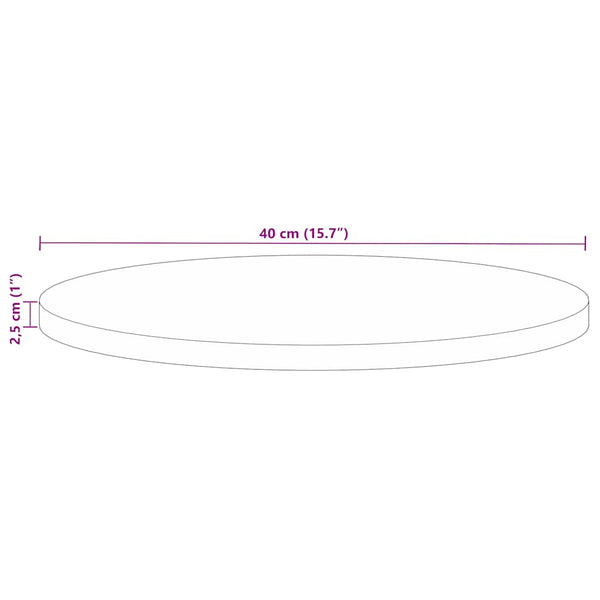 Pöytälevy Ø 40x2,5 cm pyöreä kierrätetty täyspuu