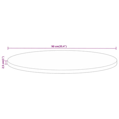 Pöytälevy Ø 90x2,5 cm pyöreä kierrätetty täyspuu