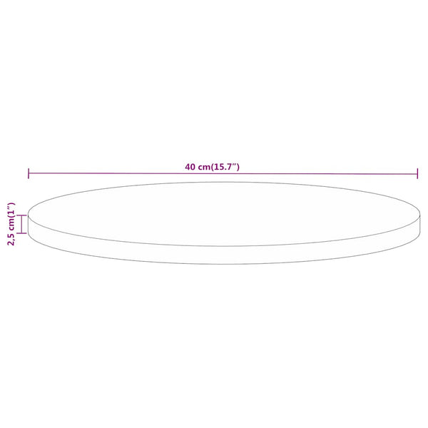 Pöytälevy Ø 40x2,5 cm pyöreä kierrätetty täyspuu