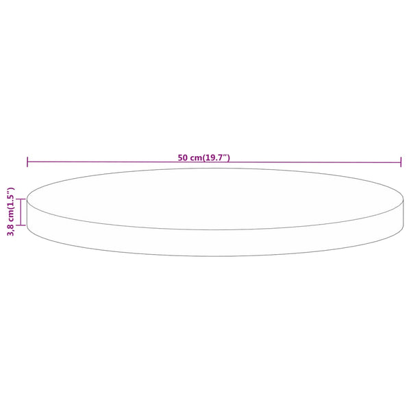 Pöytälevy Ø 50x3,8 cm pyöreä kierrätetty täyspuu