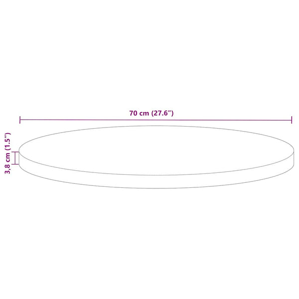 Pöytälevy Ø 70x3,8 cm pyöreä kierrätetty täyspuu