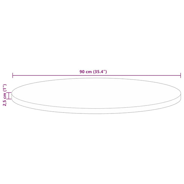 Pöytälevy Ø 90x2,5 cm pyöreä kierrätetty täyspuu