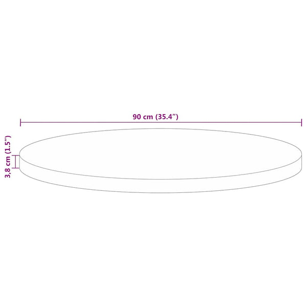 Pöytälevy Ø 90x3,8 cm pyöreä kierrätetty täyspuu