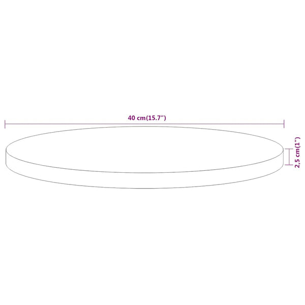 Pöytälevy Ø40x2,5 cm pyöreä täysi akasiapuu