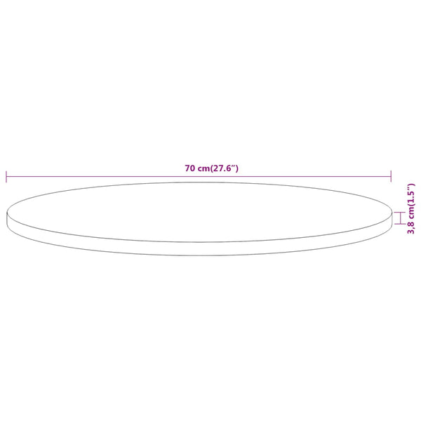 Pöytälevy Ø70x3,8 cm pyöreä täysi akasiapuu